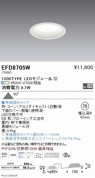 EFD8705W Ɩ _ECg  75 LED F Fit gU