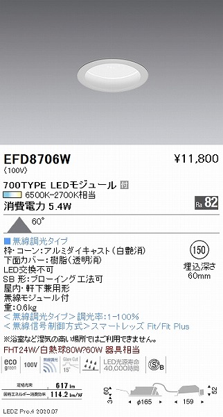 EFD8706W Ɩ _ECg  150 LED F Fit gU