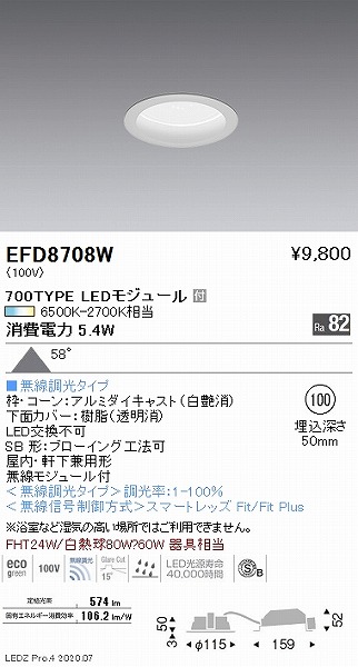 EFD8708W Ɩ _ECg  100 LED F Fit gU