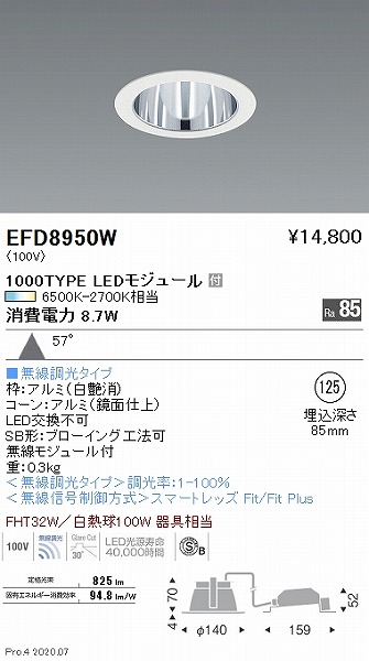 EFD8950W Ɩ _ECg  125 LED F Fit gU