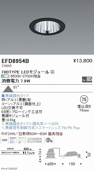 EFD8954B Ɩ _ECg  75 LED F Fit Lp