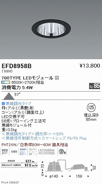 EFD8958B Ɩ _ECg  125 LED F Fit gU