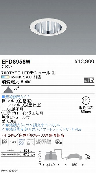 EFD8958W Ɩ _ECg  125 LED F Fit gU
