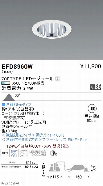 EFD8960W Ɩ _ECg  100 LED F Fit gU