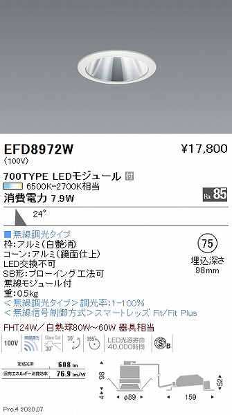 EFD8972W Ɩ jo[T_ECg  75 LED F Fit Lp