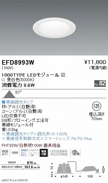 EFD8993W Ɩ _ECg  125 LED F Fit gU