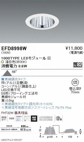 EFD8998W Ɩ _ECg  125 LED F Fit gU