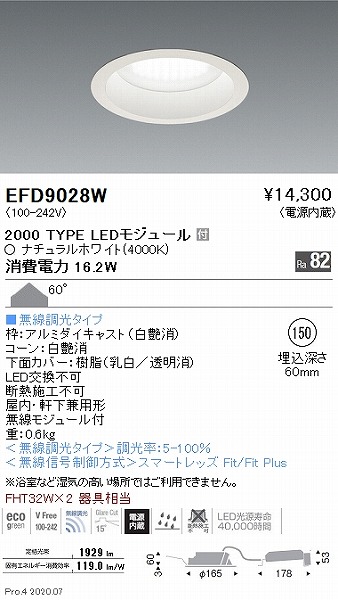 EFD9028W Ɩ _ECg  150 LED F Fit gU