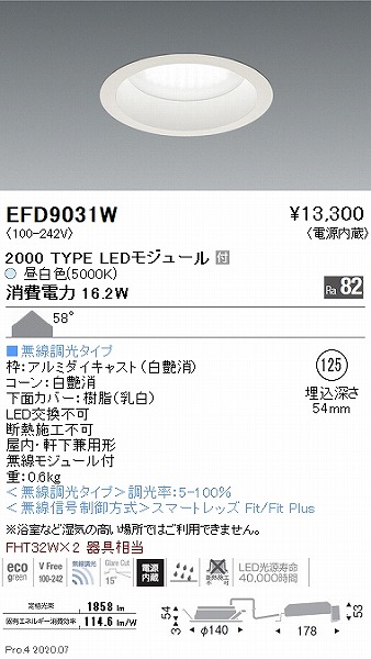 EFD9031W Ɩ _ECg  125 LED F Fit gU