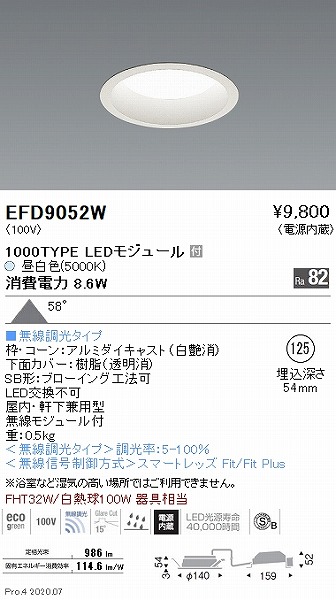 EFD9052W Ɩ _ECg  125 LED F Fit gU