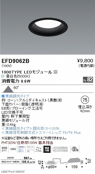 EFD9062B Ɩ _ECg  75 LED F Fit gU