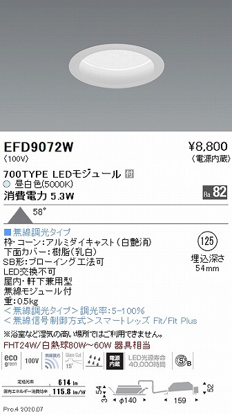EFD9072W Ɩ _ECg  125 LED F Fit gU