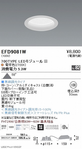 EFD9081W Ɩ _ECg  100 LED dF Fit gU