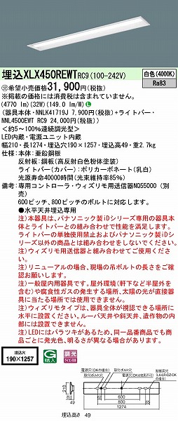 XLX450REWTRC9 pi\jbN x[XCg 40` ʊJ^ W=190 LED F 