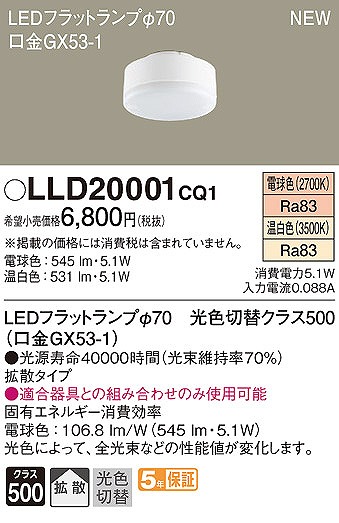 LLD20001CQ1 pi\jbN LEDtbgv 70 NX500 dFEF gU (GX53-1)