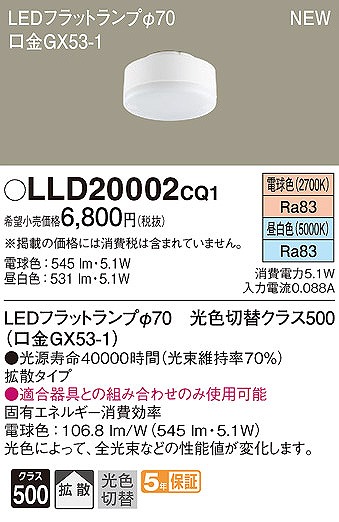 LLD20002CQ1 pi\jbN LEDtbgv 70 NX500 dFEF gU (GX53-1)