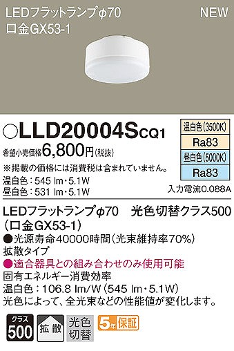 LLD20004SCQ1 pi\jbN LEDtbgv 70 NX500 FEF gU (GX53-1)