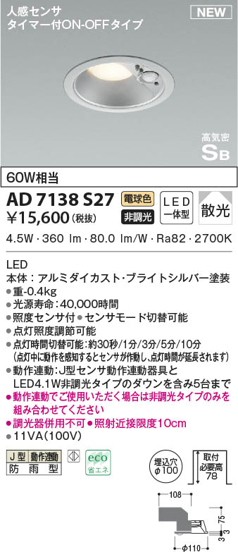 AD7138S27 RCY~ p_ECg Vo[ 100 LED(dF) ZT[t U