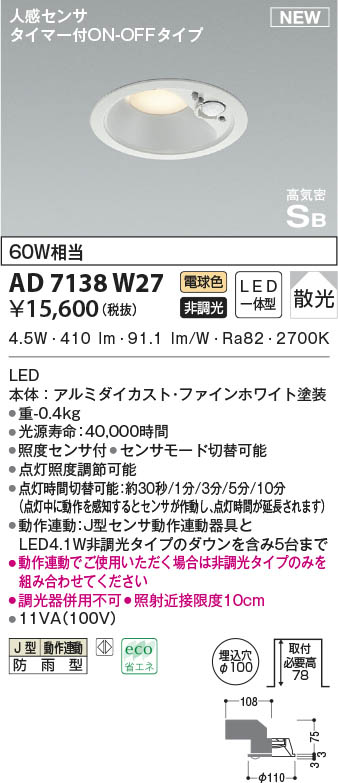 AD7138W27 RCY~ p_ECg zCg 100 LED(dF) ZT[t U