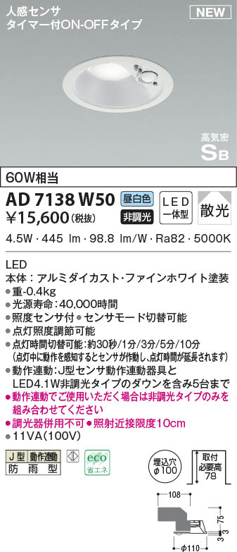 AD7138W50 RCY~ p_ECg zCg 100 LED(F) ZT[t U