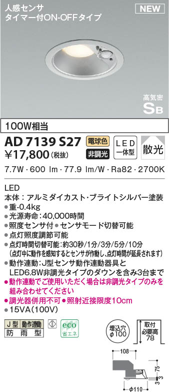 AD7139S27 RCY~ p_ECg Vo[ 100 LED(dF) ZT[t U