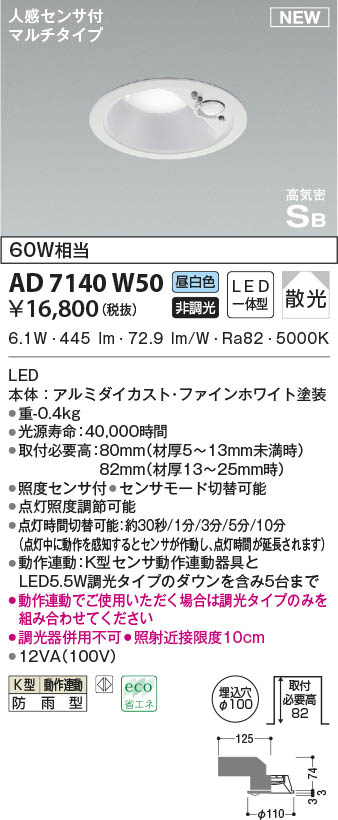 AD7140W50 RCY~ p_ECg zCg 100 LED(F) ZT[t U (AD41931L ގi)