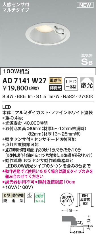 AD7141W27 RCY~ p_ECg zCg 100 LED(dF) ZT[t U (AD41913L ގi)