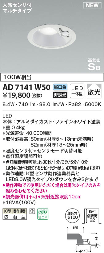 AD7141W50 RCY~ p_ECg zCg 100 LED(F) ZT[t U (AD41919L ގi)