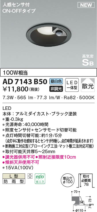 AD7143B50 RCY~ p_ECg ubN 100 LED(F) ZT[t U