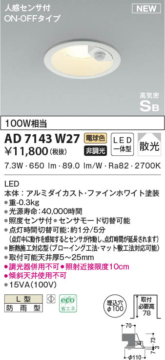 AD7143W27 RCY~ p_ECg zCg 100 LED(dF) ZT[t U