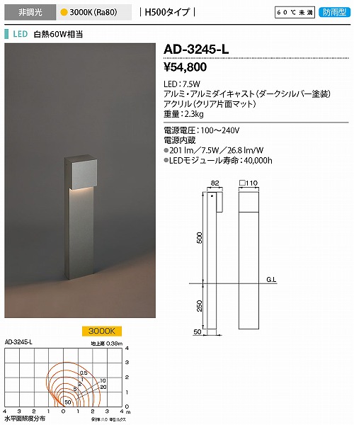 AD-3245-L RcƖ K[fCg _[NVo[ H500 LEDidFj