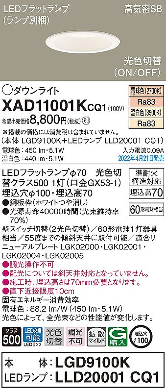 XAD11001KCQ1 pi\jbN _ECg zCg 100 LED Fؑ  gU