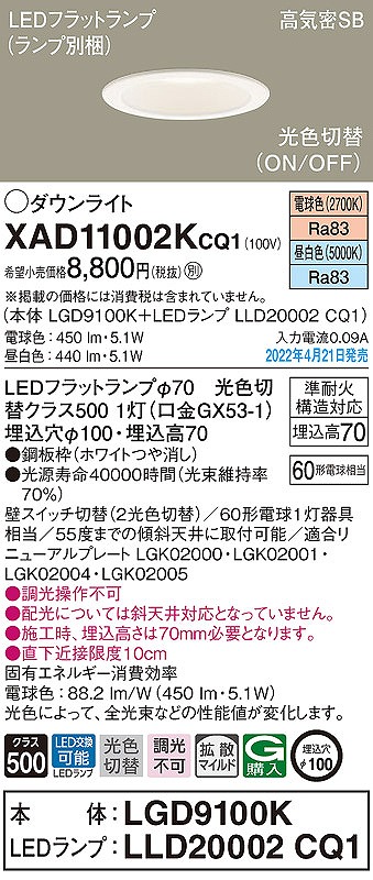 XAD11002KCQ1 pi\jbN _ECg zCg 100 LED Fؑ  gU