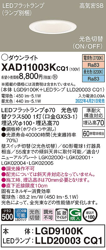 XAD11003KCQ1 pi\jbN _ECg zCg 100 LED Fؑ  gU