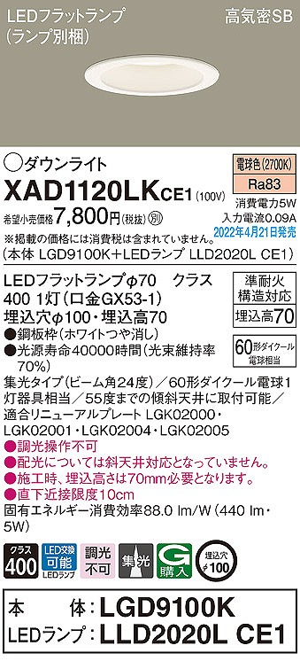 XAD1120LKCE1 pi\jbN _ECg zCg 100 LEDidFj W