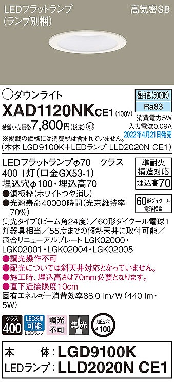 XAD1120NKCE1 pi\jbN _ECg zCg 100 LEDiFj W