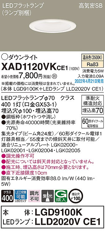 XAD1120VKCE1 pi\jbN _ECg zCg 100 LEDiFj W