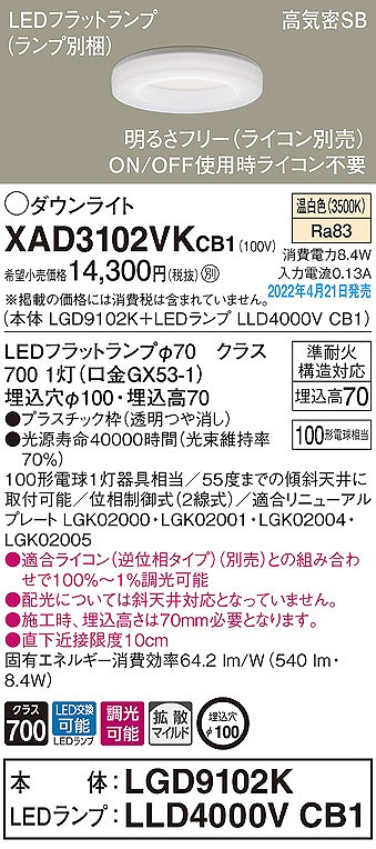 XAD3102VKCB1 pi\jbN _ECg NA 100 LED F  gU