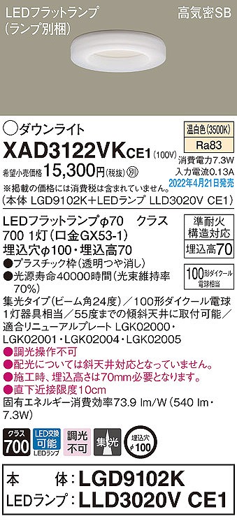 XAD3122VKCE1 pi\jbN _ECg NA 100 LEDiFj W