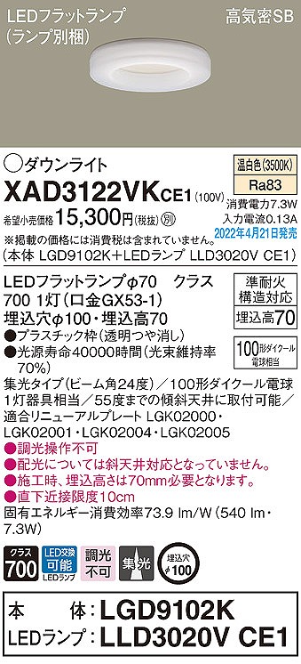 XAD3122VKCE1 pi\jbN _ECg NA 100 LEDiFj W