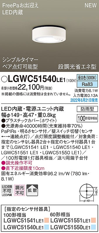 LGWC51540LE1 pi\jbN pV[OCg zCg LED(F) ZT[t gU