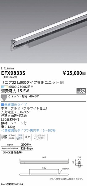 EFX9833S Ɩ ԐڏƖ ̉^Cv L900 LED F Fit EHbV