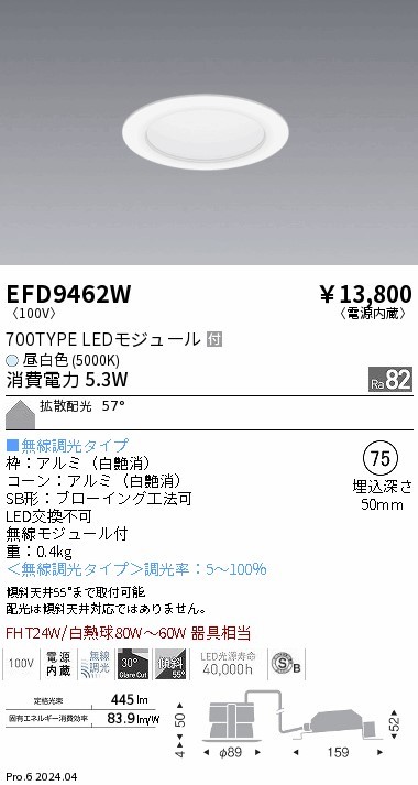 EFD9462W Ɩ SB`_ECg 75 zCg LED F Fit gU (EFD9462W)