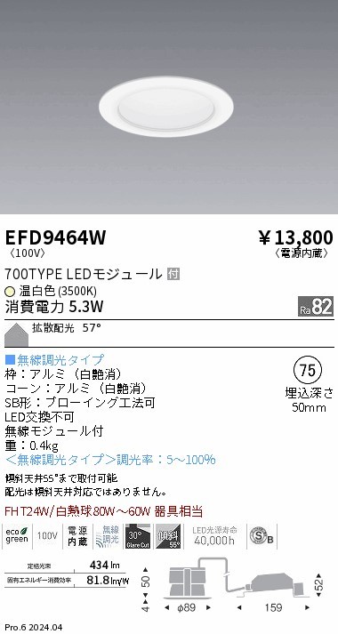 EFD9464W Ɩ SB`_ECg 75 zCg LED F Fit gU (EFD9464W)