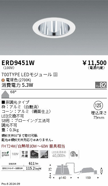 ERD9451W Ɩ _ECg 125 zCg LEDidFj gU (ERD9451W)