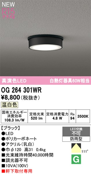 OG264301WR I[fbN p|[`Cg 120 ubN LED(F)