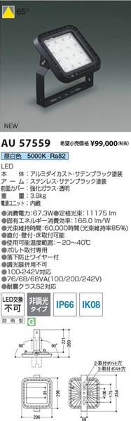 AU57559 コイズミ 投光器 ブラック