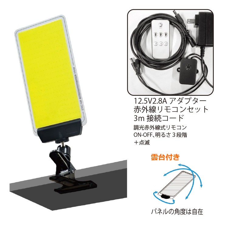 【メーカー直送】 【法人様限定】 DCC001-D MTO DC12Vパネルライト クリップタイプ 赤外線リモコン付き LED 昼光色 段調光 4000lm
