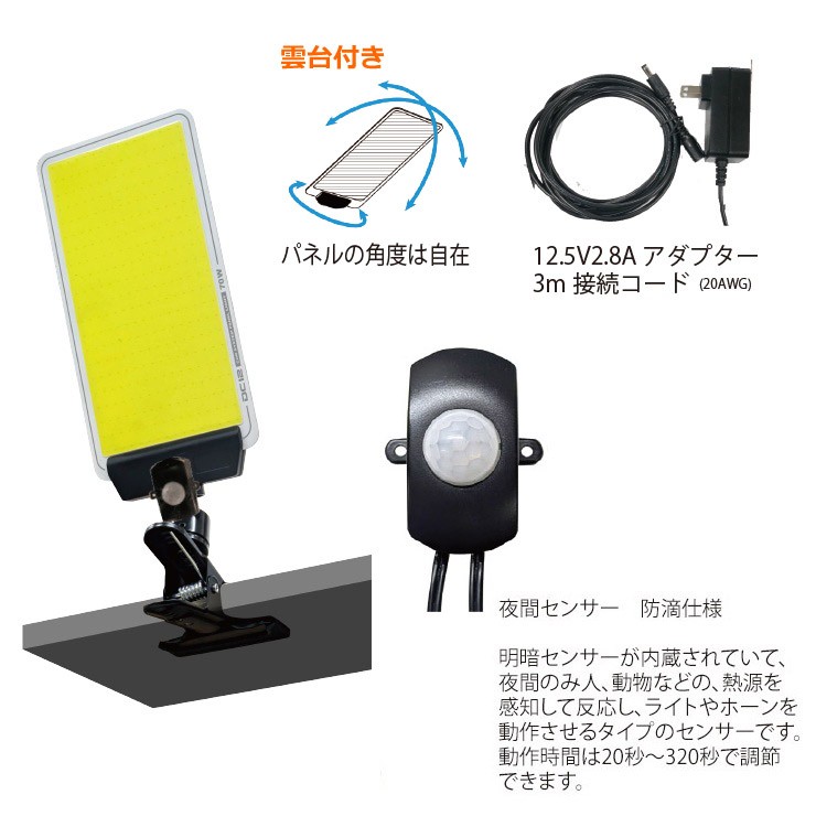 【メーカー直送】 【法人様限定】 DCC001-K MTO DC12Vパネルライト クリップタイプ 夜間センサー LED(昼光色) 4000lm