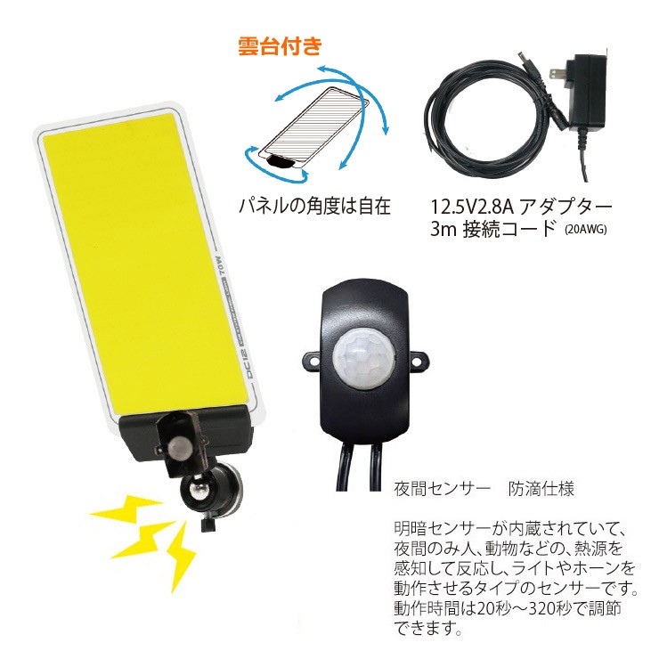 【メーカー直送】 【法人様限定】 DCC002-K MTO DC12Vパネルライト マグネットタイプ 夜間センサー LED(昼光色) 4000lm